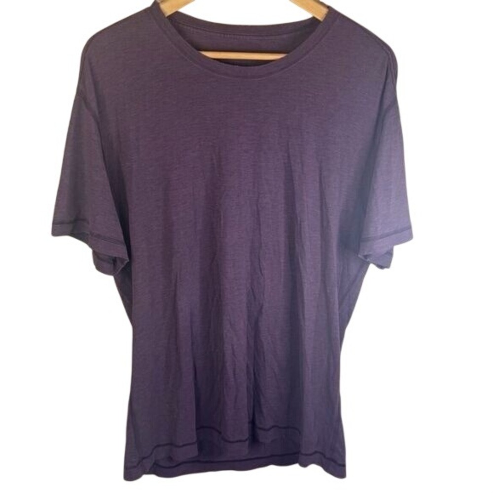 Lululemon Mens‎ Large Burgundy Short Sleeve Shirt Active Performance Casual Yoga